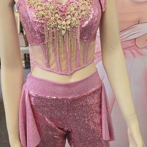 Pink Sequin Embellished Two-Piece Set